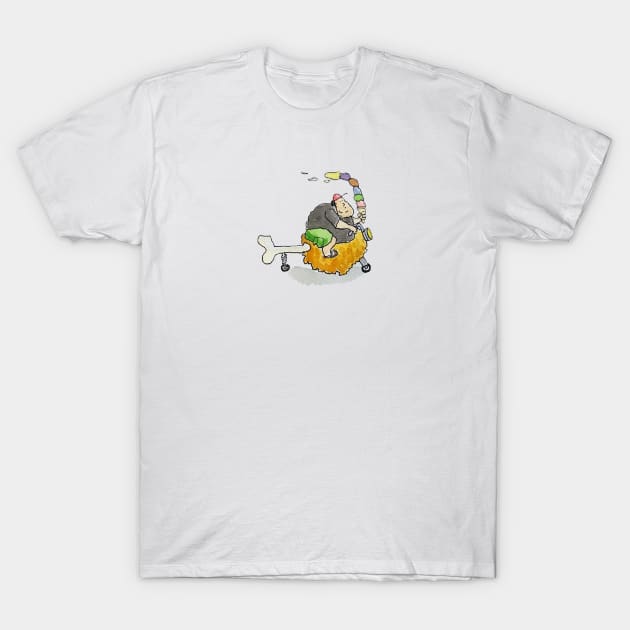 Mike Mulligan and his KFC scooter T-Shirt by Fat Mike Designs